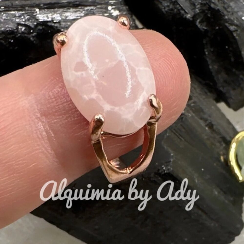 Flower  agate rose gold gem ring